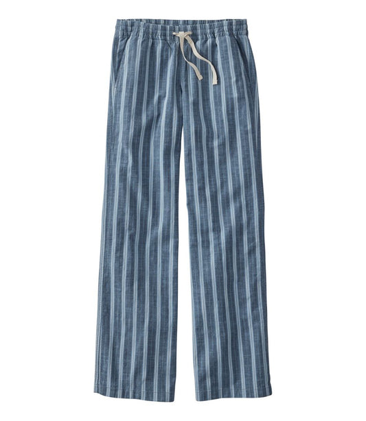 Women's Lakewashed Pull-On Chinos, Mid-Rise Wide-Leg Stripe Chambray | L.L.Bean Value