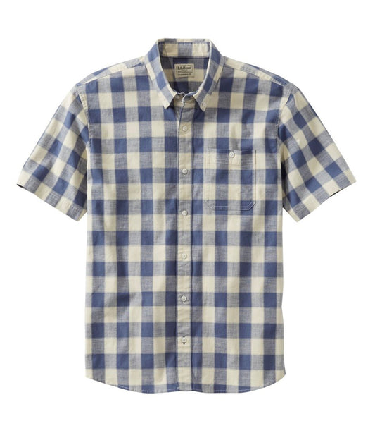 Men's Comfort Stretch® Chambray Shirt, Traditional Untucked Fit, Short-Sleeve, Plaid | L.L.Bean Everyday
