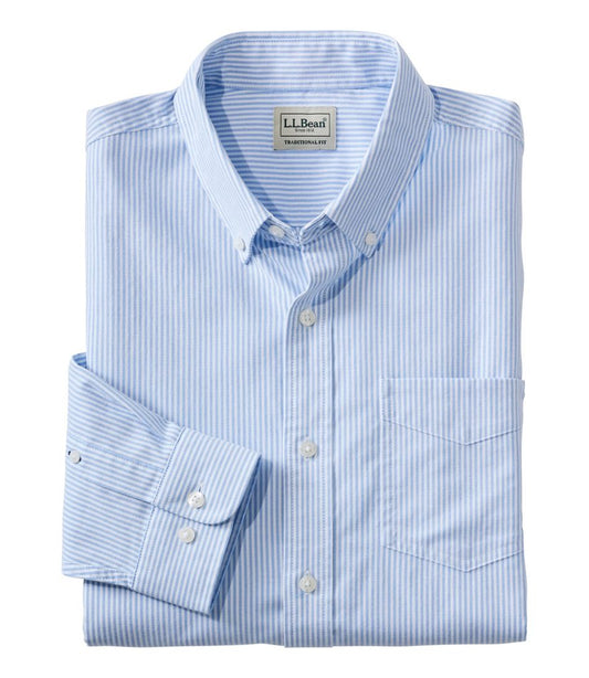 Men's Comfort Stretch Oxford Shirt, Slightly Fitted Untucked Fit, Stripe | L.L.Bean Recommended