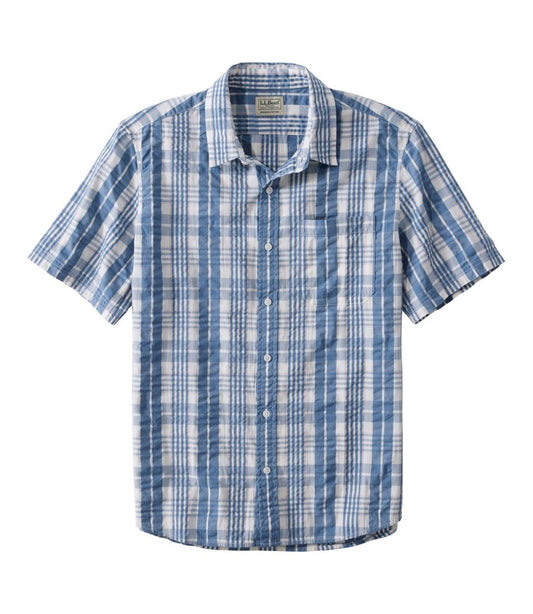 Men's Organic Cotton Seersucker Shirt, Short-Sleeve, Slightly Fitted, Plaid | L.L.Bean Trending