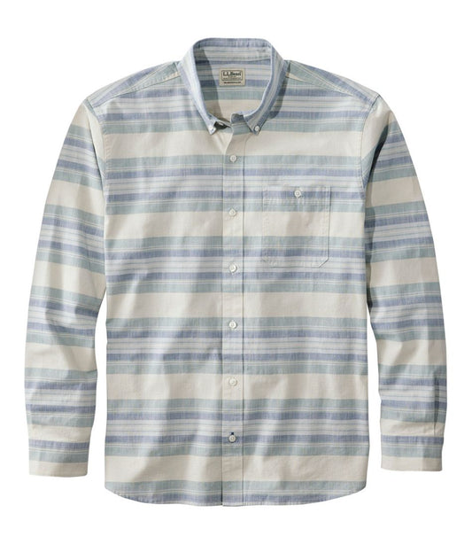 Men's Comfort Stretch Chambray Shirt, Traditional Untucked Fit, Long-Sleeve, Stripe | L.L.Bean Best Seller