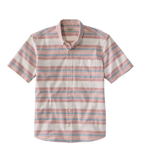 Men's Comfort Stretch Chambray Shirt, Traditional Untucked Fit, Short-Sleeve, Stripe | L.L.Bean Everyday