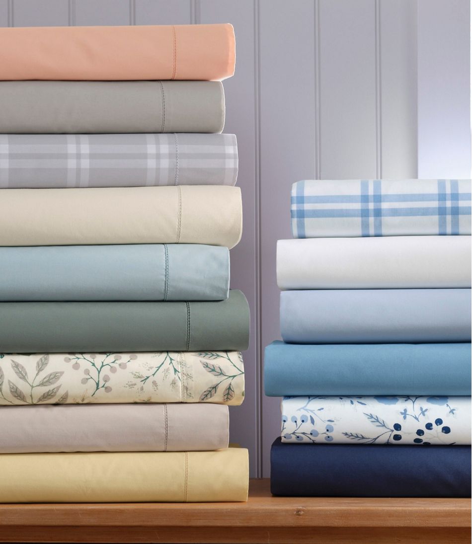 280-Thread-Count Pima Percale Sheet Collection, Windowpane | L.L.Bean Signature
