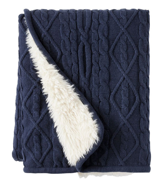1912 Heritage Knit Faux Fur Throw, Cable | L.L.Bean Latest