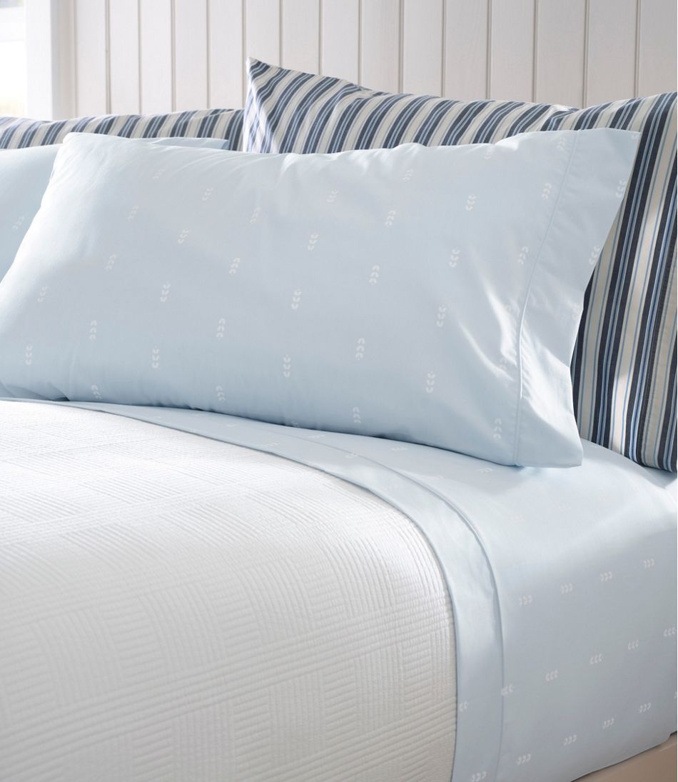 Sunwashed Percale Sheet Collection, Stamped Leaf Print | L.L.Bean Value