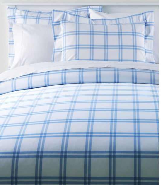 280-Thread-Count Pima Cotton Percale Comforter Cover Collection, Windowpane | L.L.Bean Everyday