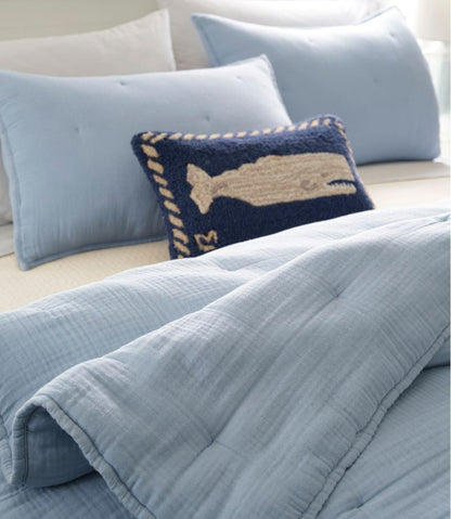 Wool Hooked Throw Pillow, Whale, 12" x 18" | L.L.Bean Signature